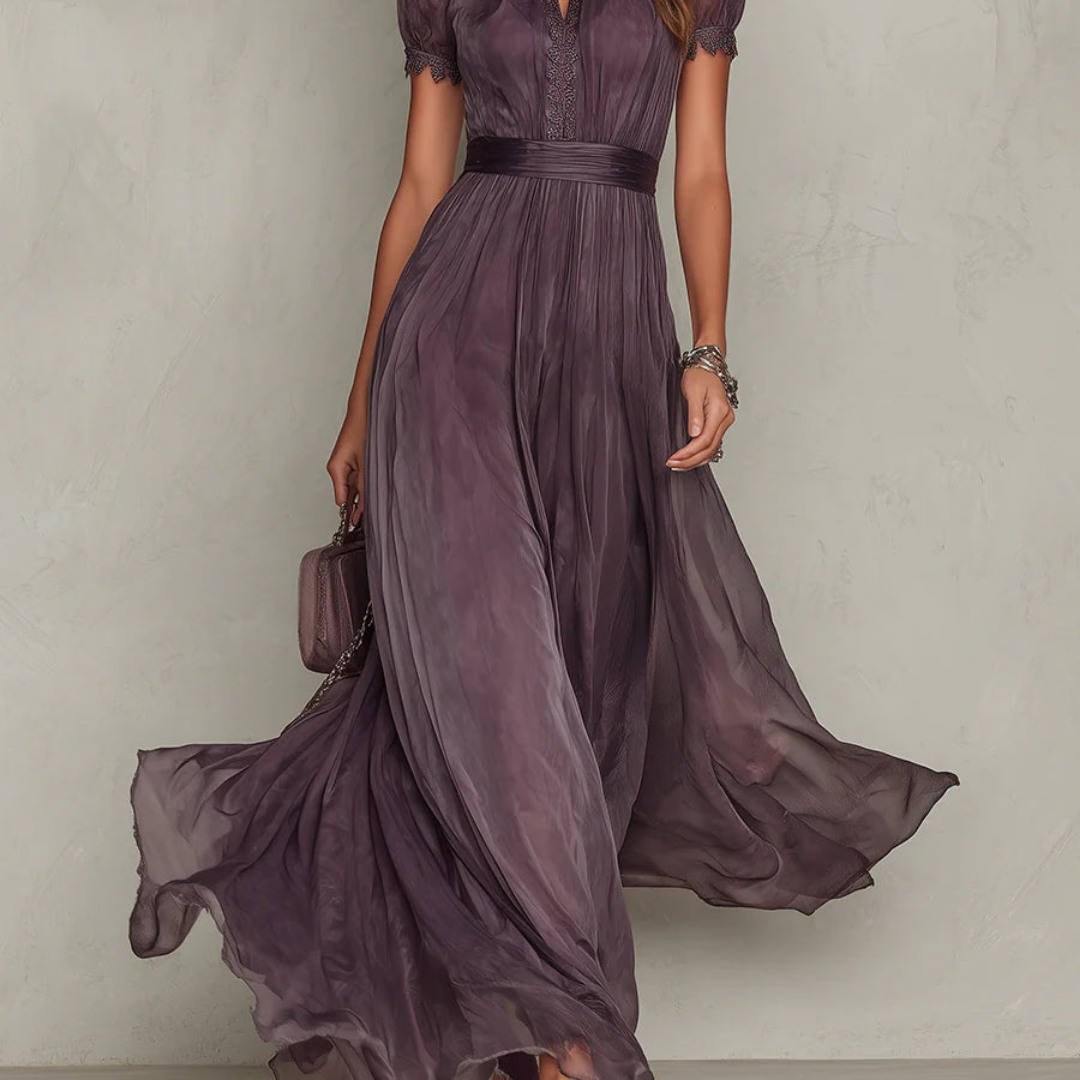 Chiffon maxi dress, side view