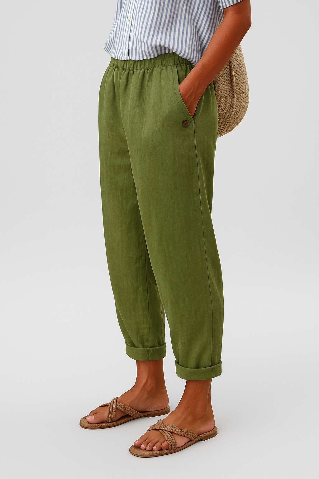 Courtney | Casual Straight Leg Elastic Waist Pants