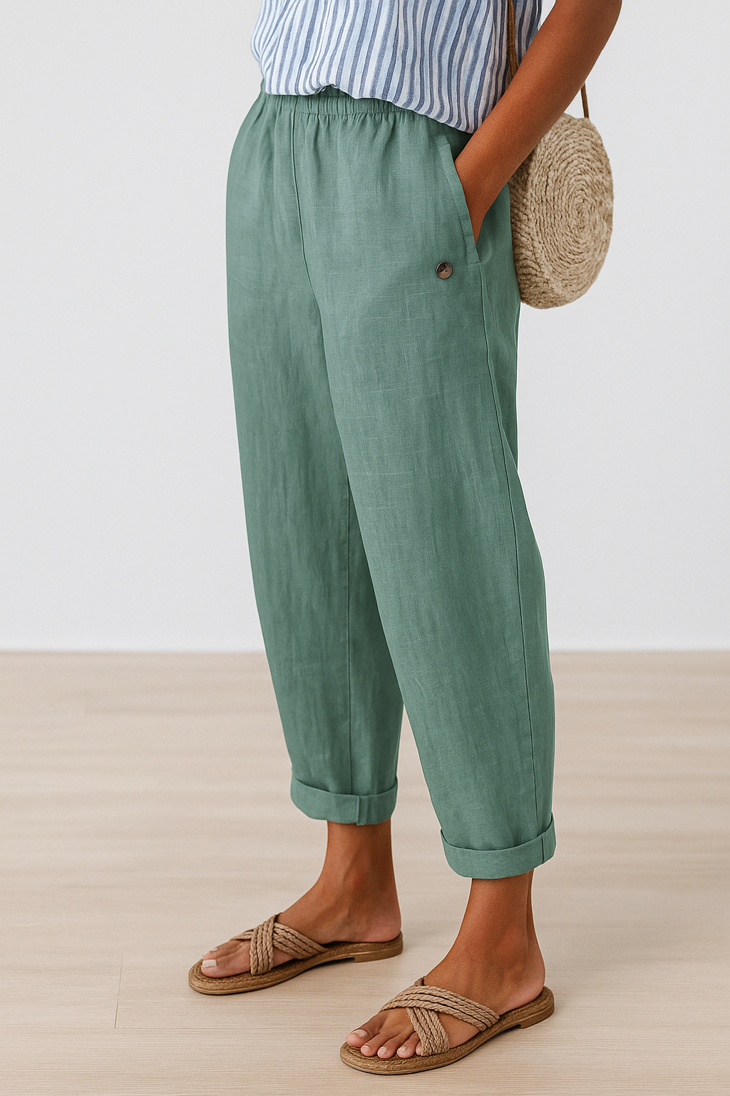 Courtney | Casual Straight Leg Elastic Waist Pants