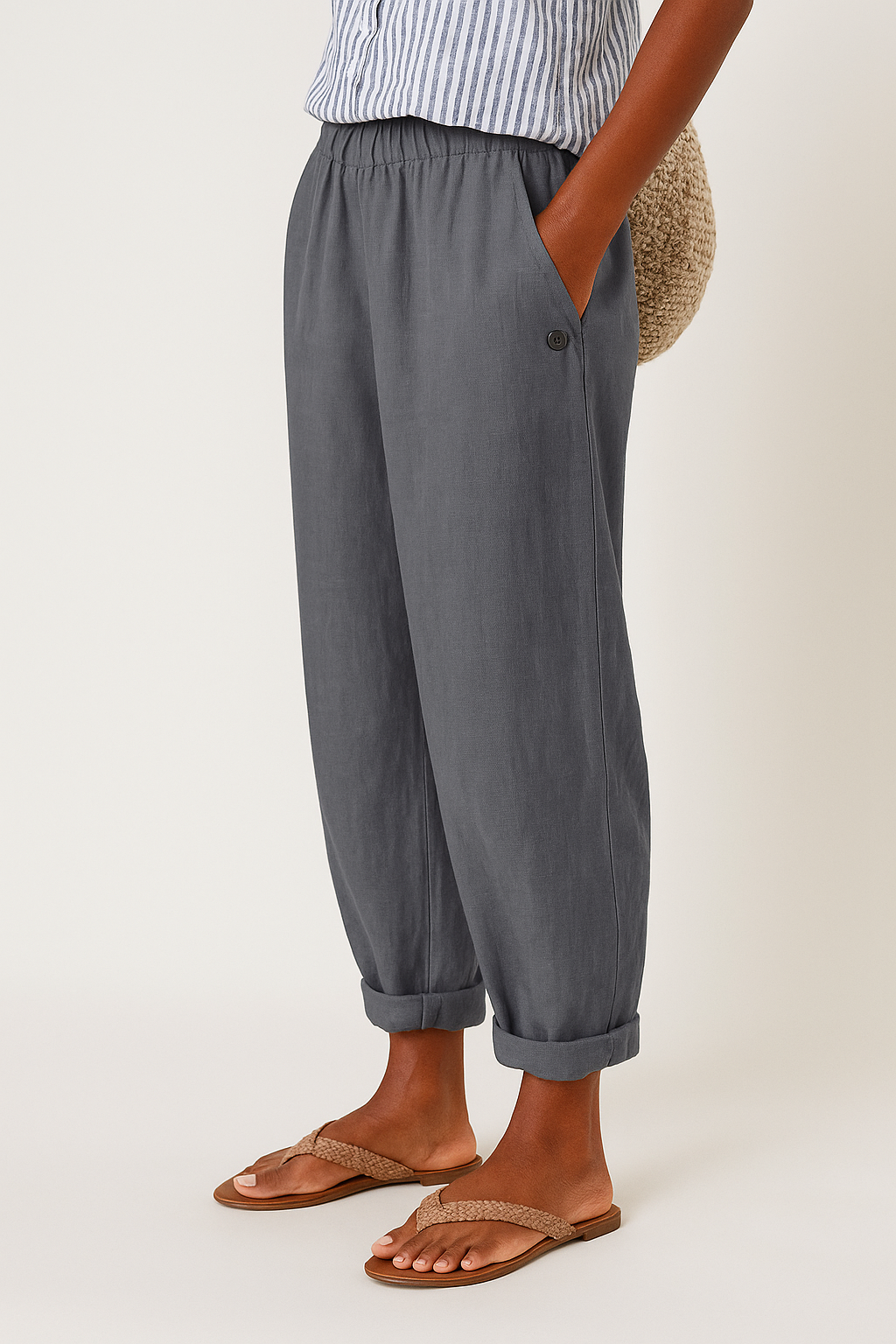 Courtney | Casual Straight Leg Elastic Waist Pants