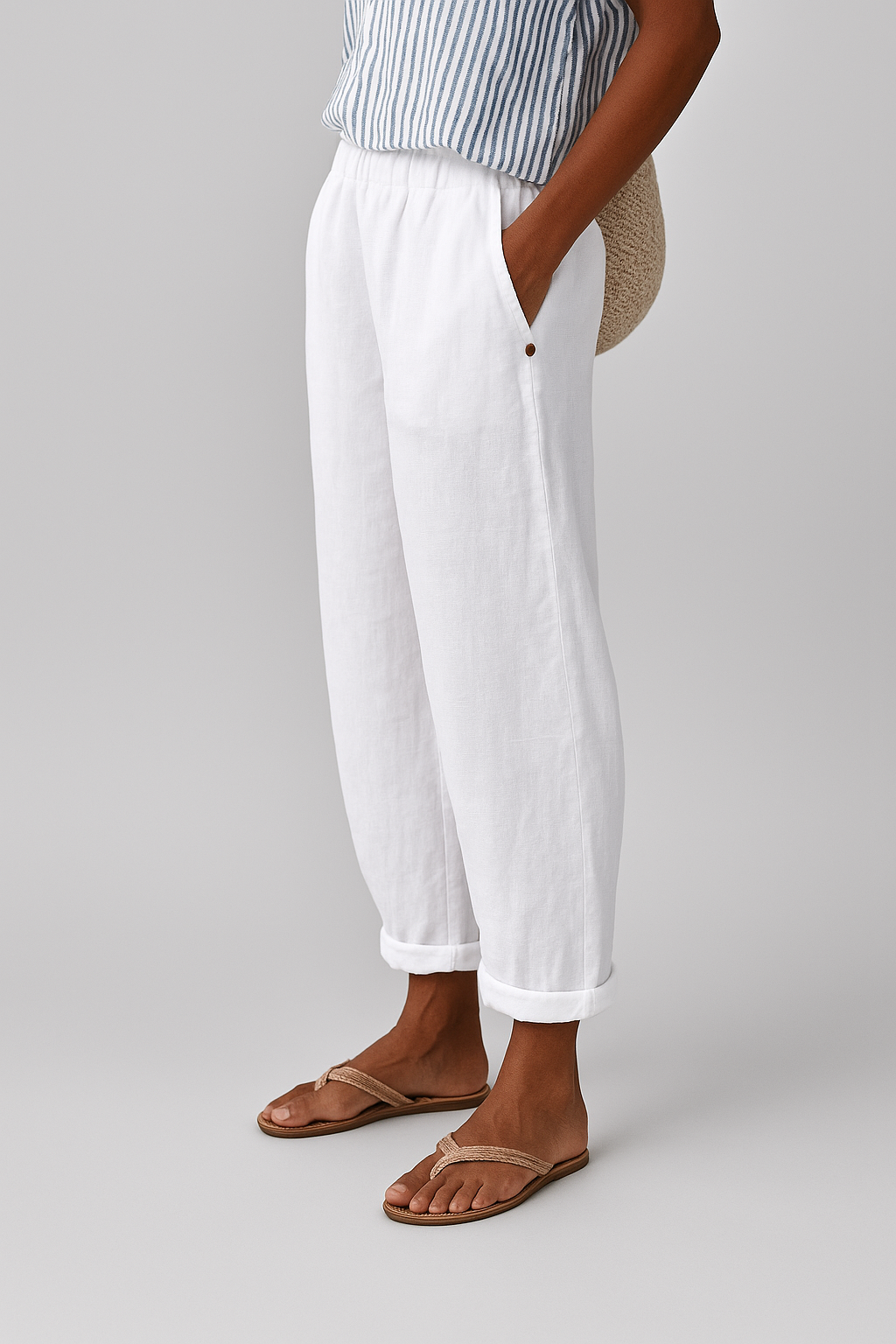 Courtney | Casual Straight Leg Elastic Waist Pants