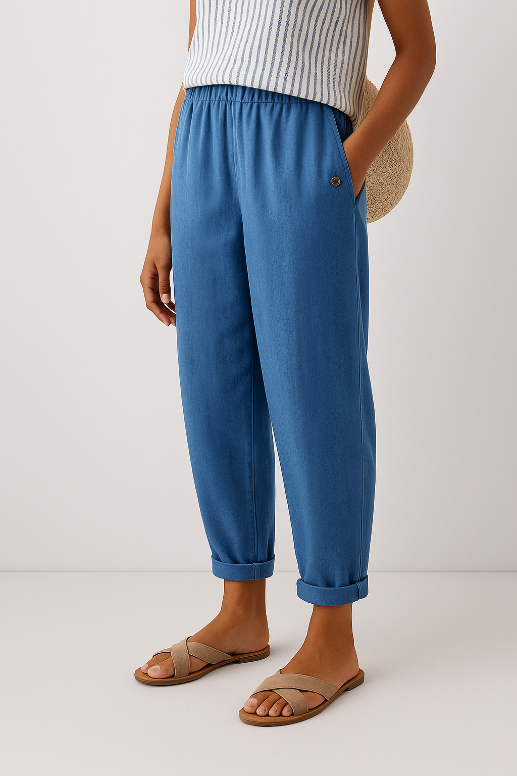 Courtney | Casual Straight Leg Elastic Waist Pants