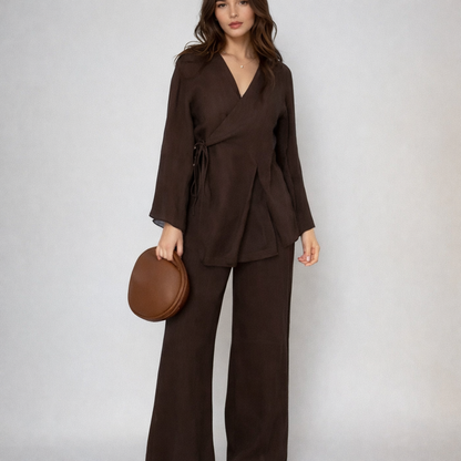 Jazz | Wrap Kimono and Wide-Leg Pants Set