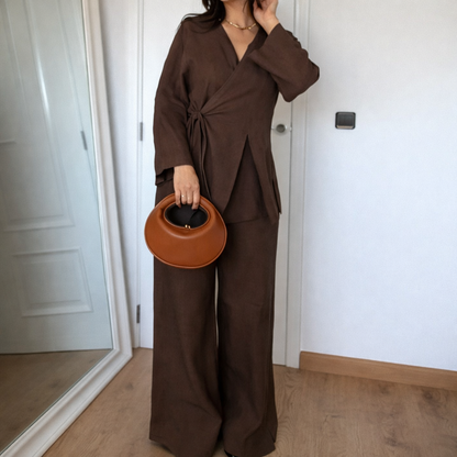 Jazz | Wrap Kimono and Wide-Leg Pants Set