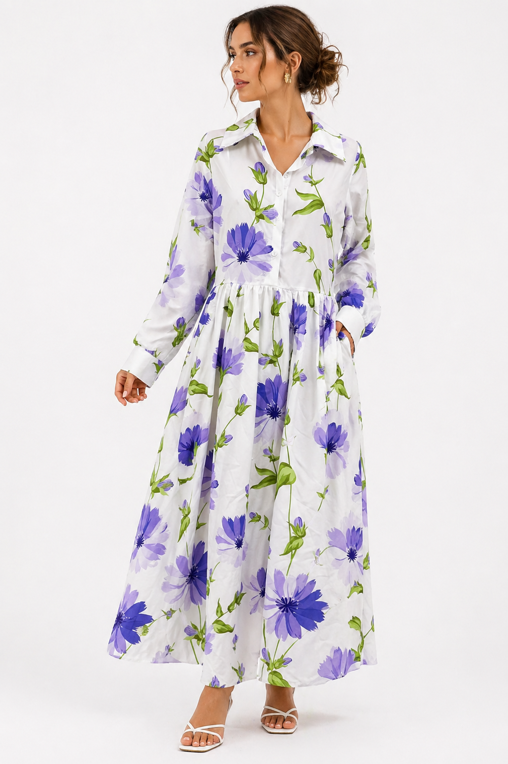 Lavender floral flowing maxi dress