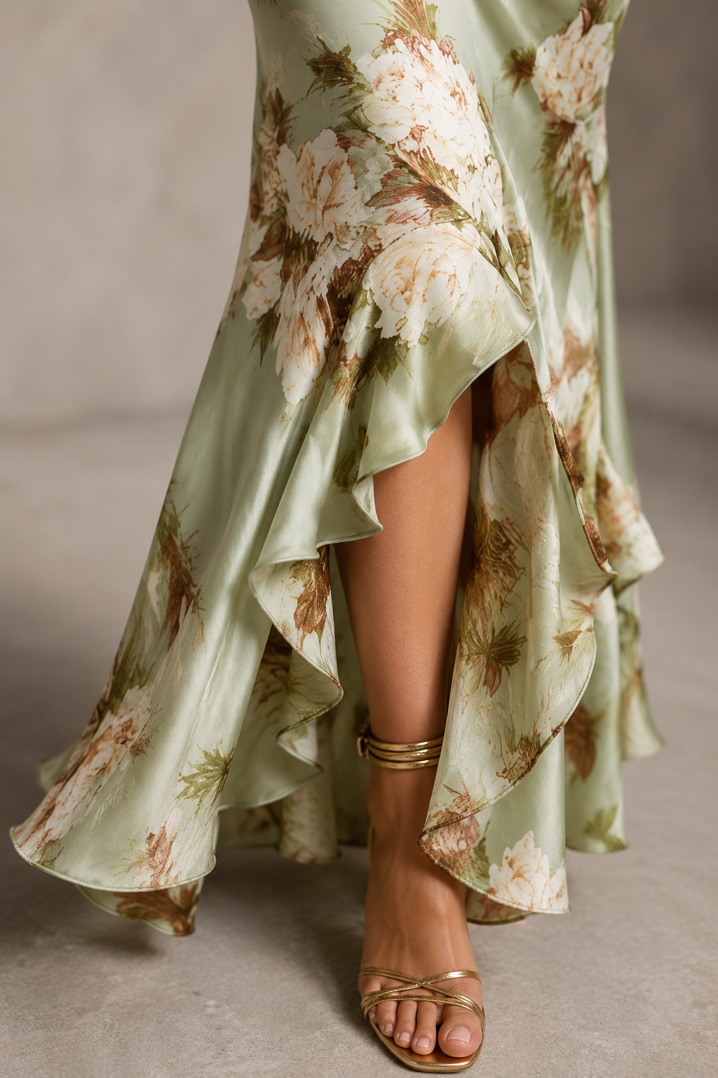 Signy V-neck satin wedding guest maxi dress view 3