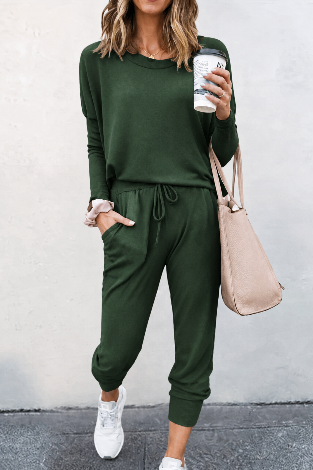 Two-piece set showing relaxed top