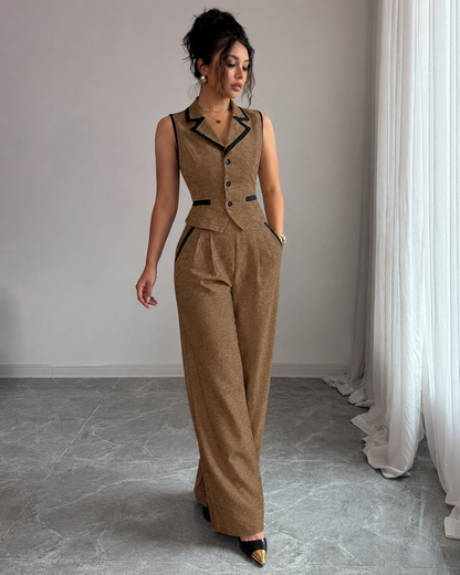 Monroe button-front vest and wide-leg trouser set view 9