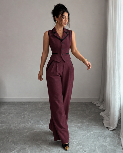 Monroe button-front vest and wide-leg trouser set view 7