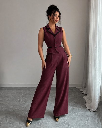 Monroe button-front vest and wide-leg trouser set view 4