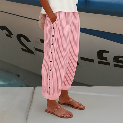 Lindsay | Casual Straight Leg Elastic Waist Pants