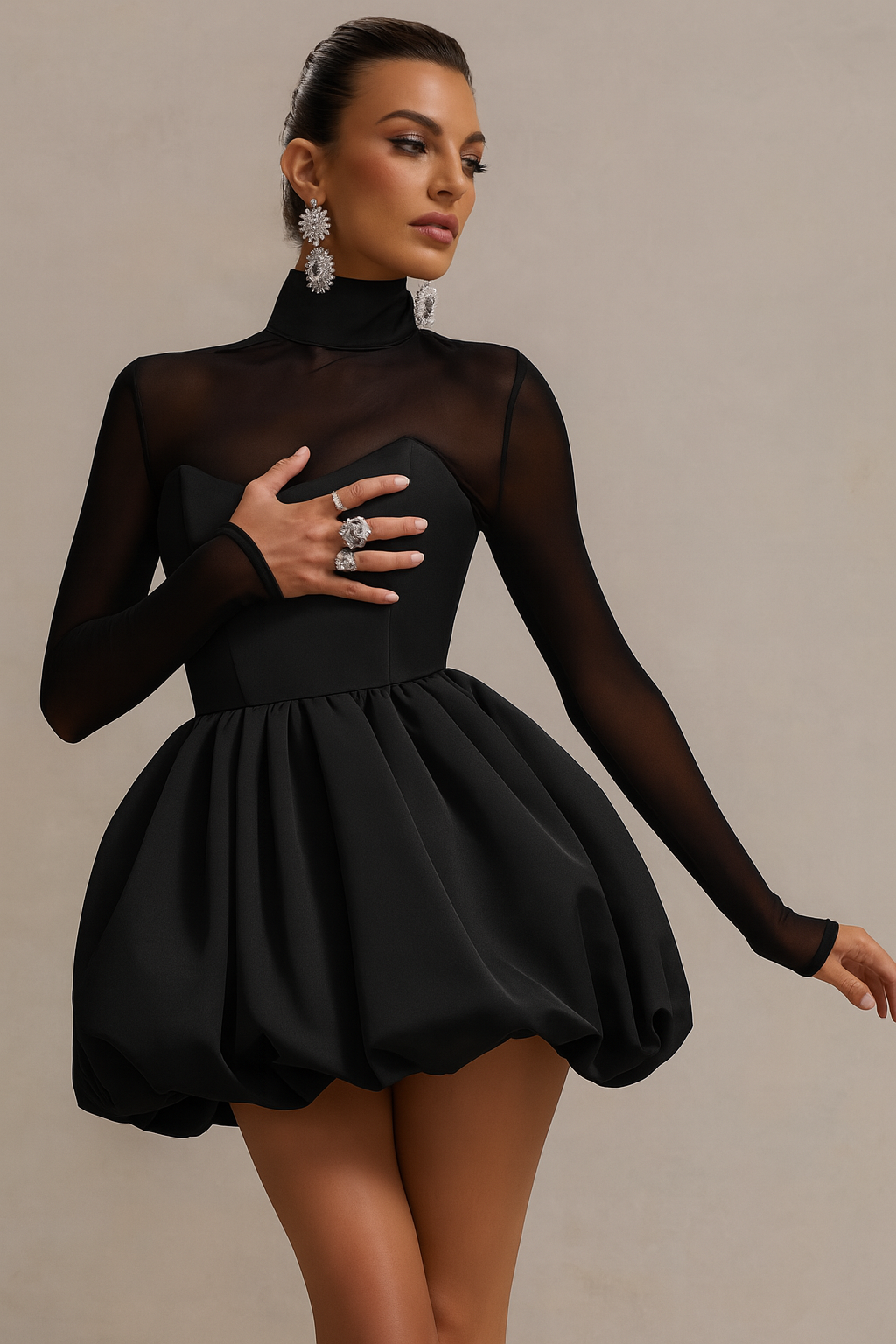 Lucinda puff sleeve mini dress styled view