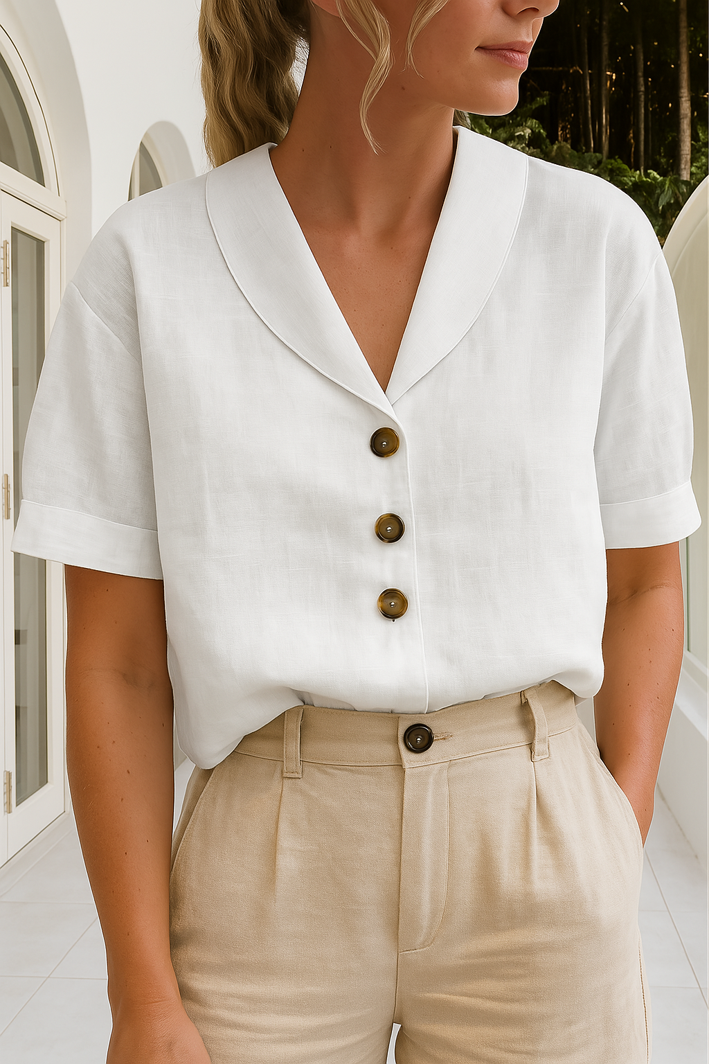 Diane | Elegant Wrap Neckline Blouse