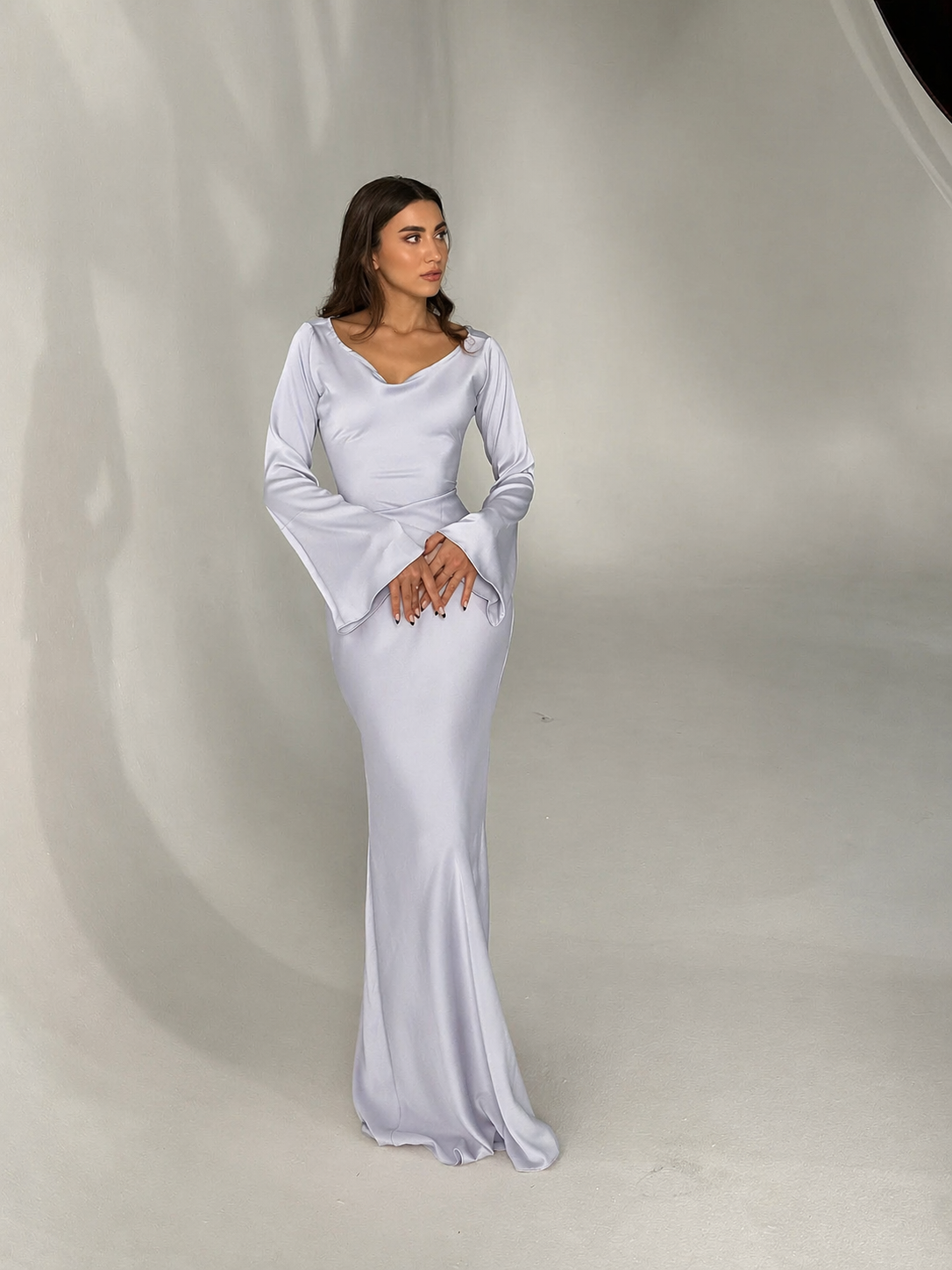 Elegant satin maxi formal dress