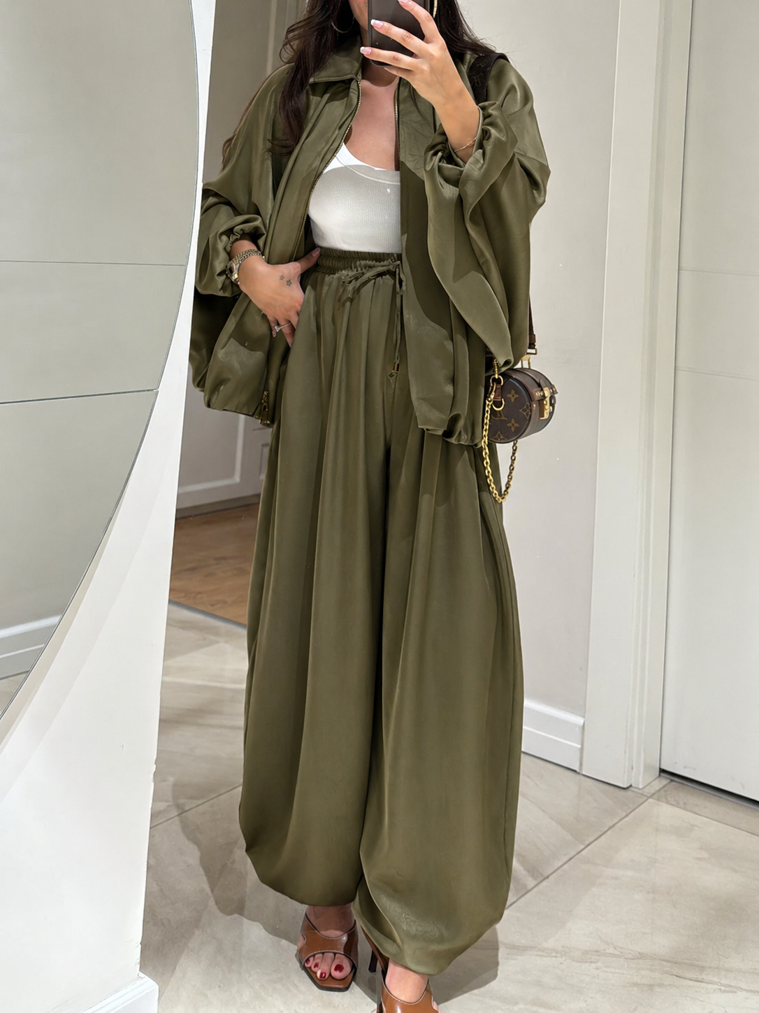 Jacket and pants set styled