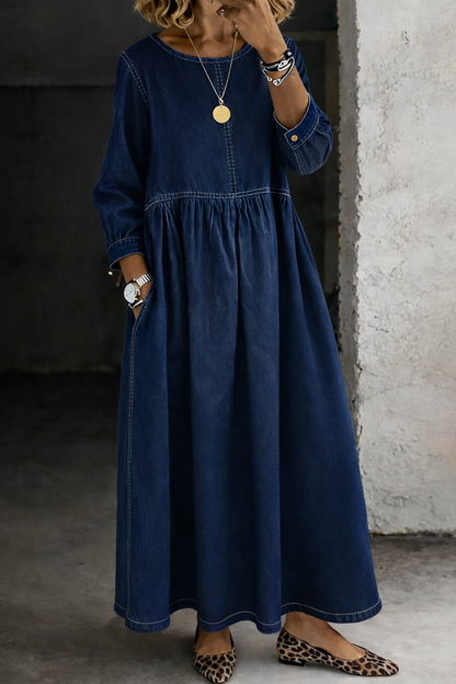 Denim dress side view