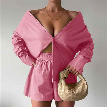 Sunny | Oversized Shirt and High-Rise Shorts Set