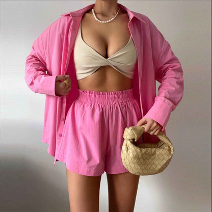 Sunny | Oversized Shirt and High-Rise Shorts Set