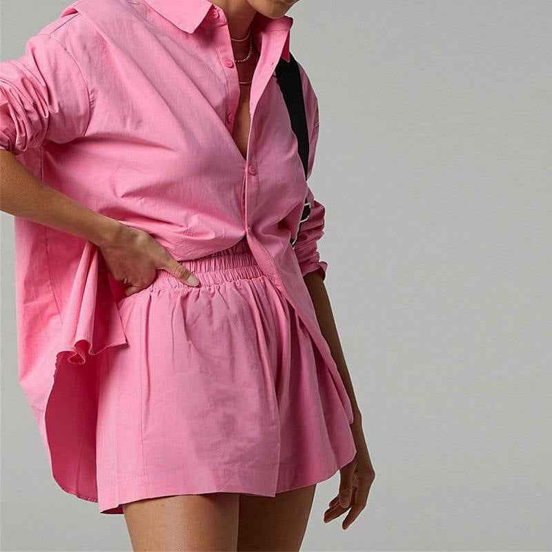 Sunny | Oversized Shirt and High-Rise Shorts Set