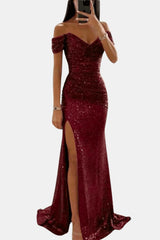 Olivia | Off Shoulder Sequin Maxi Dress Elegant