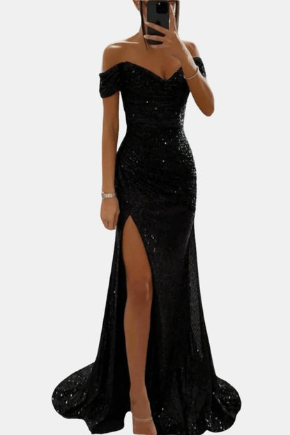 Olivia | Off Shoulder Sequin Maxi Dress Elegant