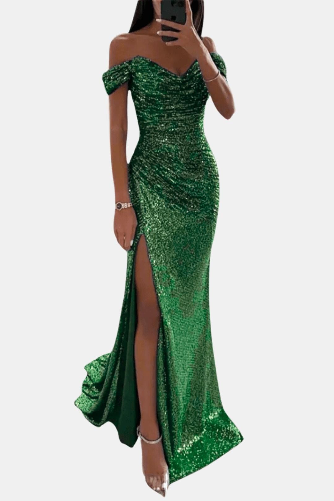Olivia | Off Shoulder Sequin Maxi Dress Elegant