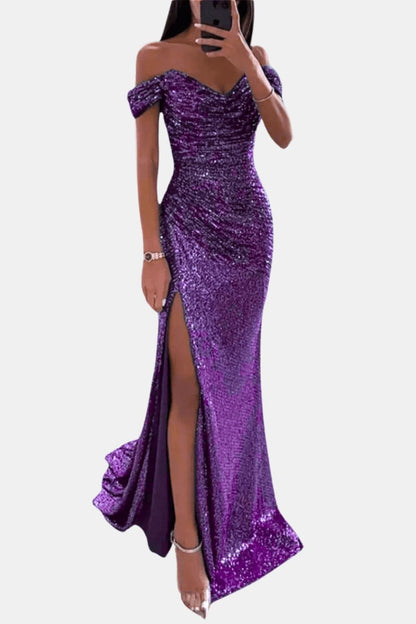 Olivia | Off Shoulder Sequin Maxi Dress Elegant