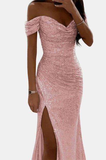 Olivia | Off Shoulder Sequin Maxi Dress Elegant