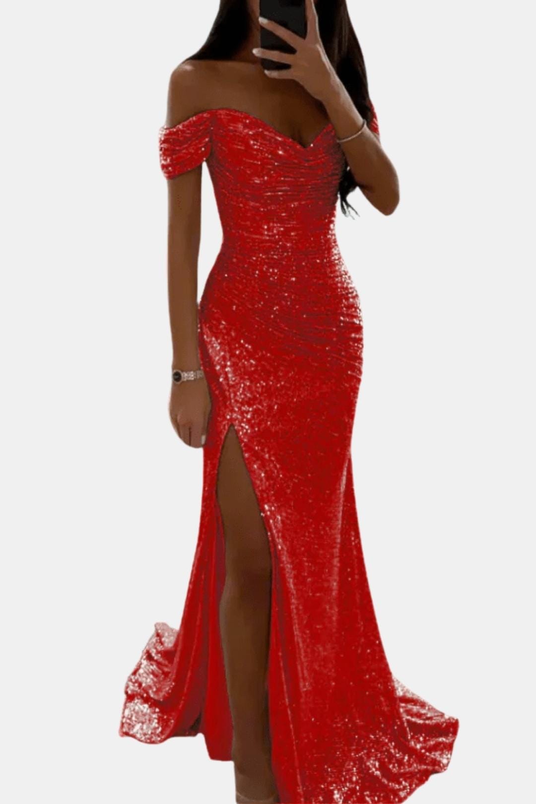 Olivia | Off Shoulder Sequin Maxi Dress Elegant