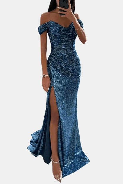 Olivia | Off Shoulder Sequin Maxi Dress Elegant