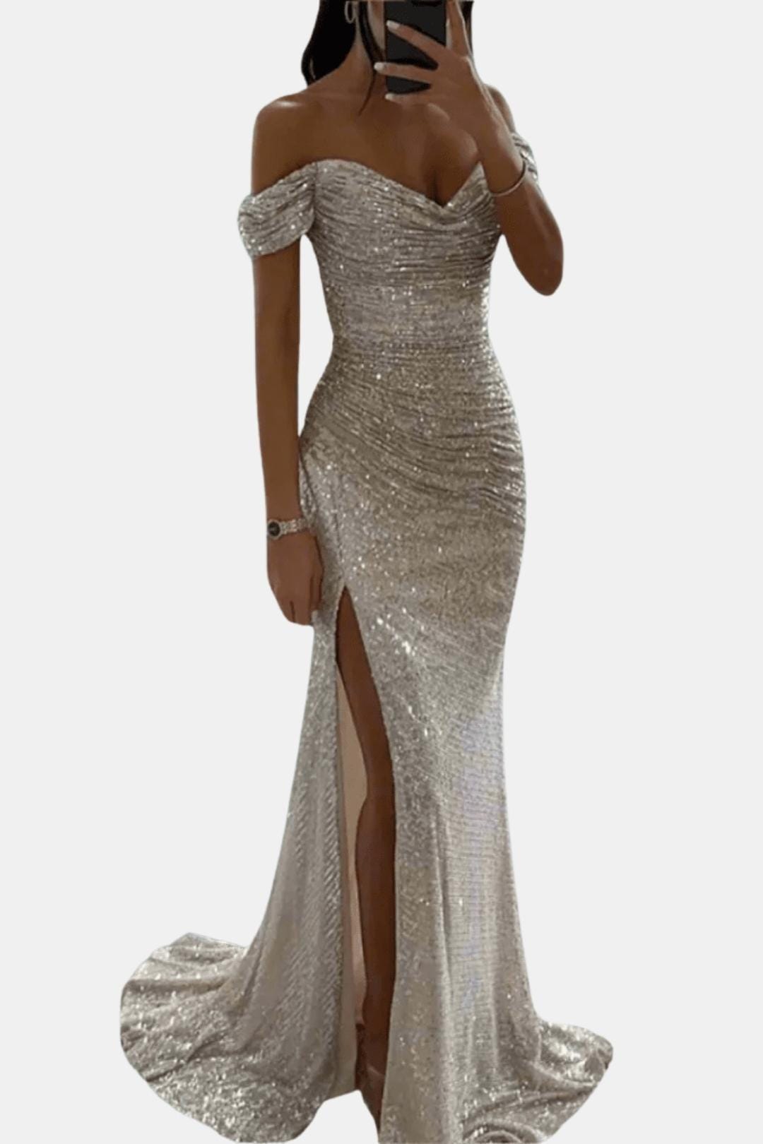 Olivia | Off Shoulder Sequin Maxi Dress Elegant
