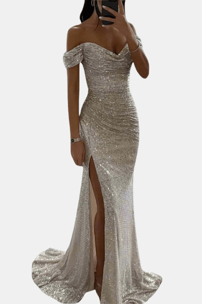Olivia | Off Shoulder Sequin Maxi Dress Elegant