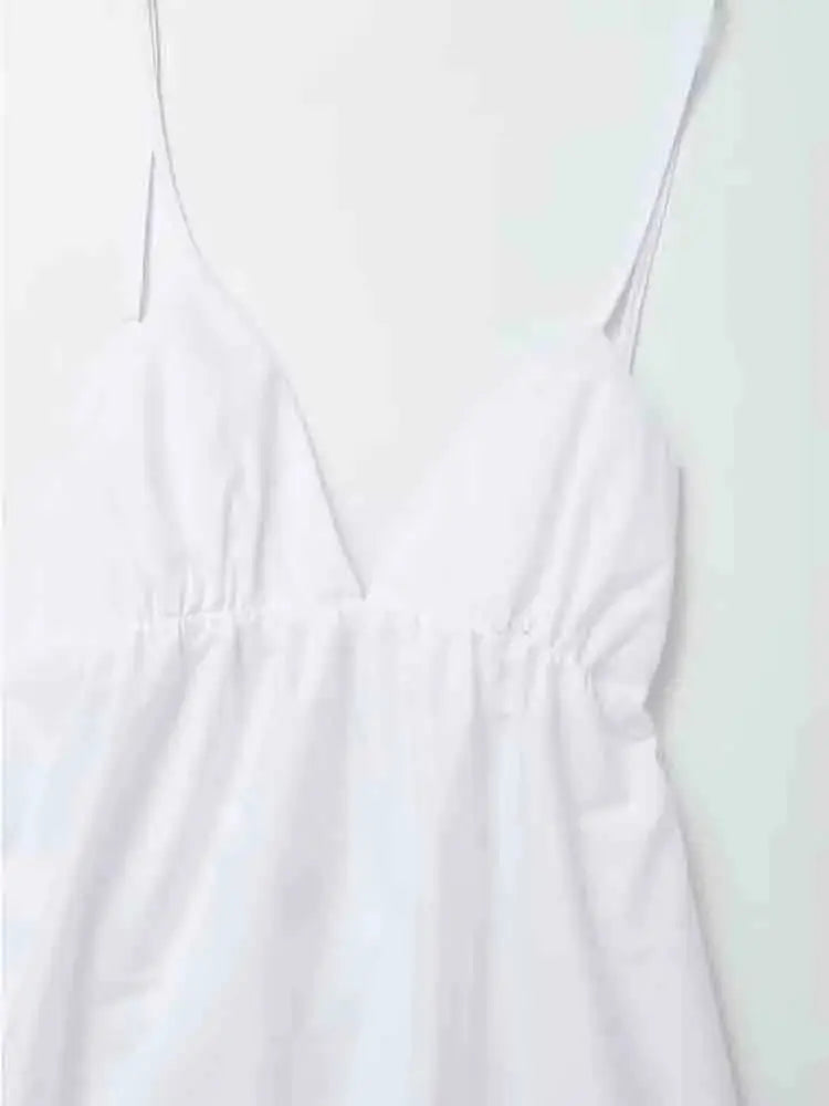 Brigitte | Sleeveless White A-Line Midi Wedding Guest Dress