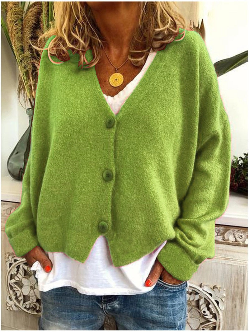 Open-front cardigan worn as a layer