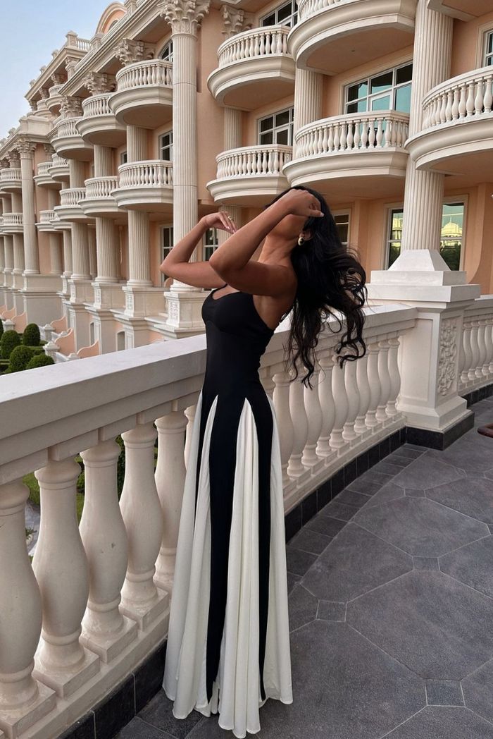 Lace maxi dress showing hem detail
