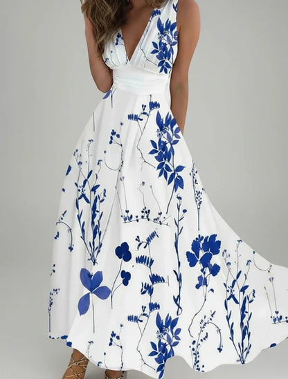 Florelle | V-Neck Floral A-Line Midi Dress