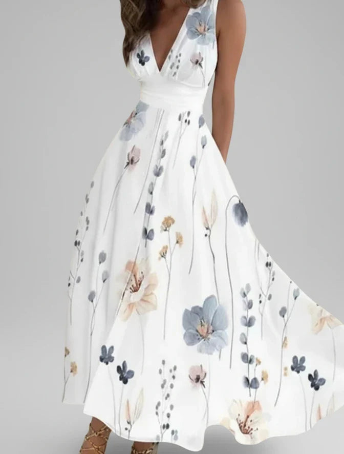 Florelle | V-Neck Floral A-Line Midi Dress