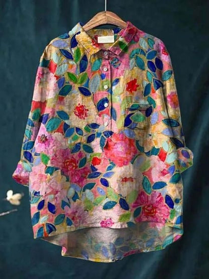 Caroline | Elegant Floral Print Relaxed Blouse