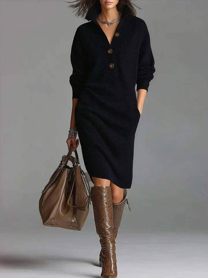 Noemie knit dress with collar and buttons