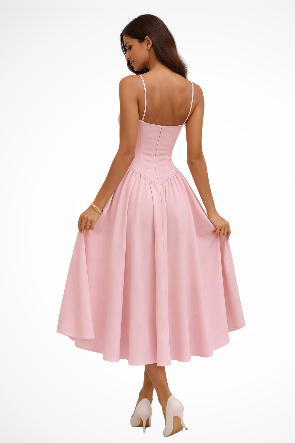 Marlowe | Corset A Line Midi Wedding Guest Dress