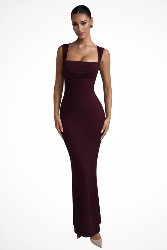Nina | Square Neck Bodycon Maxi Wedding Guest Dress