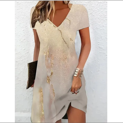 Beige glitter cocktail dress