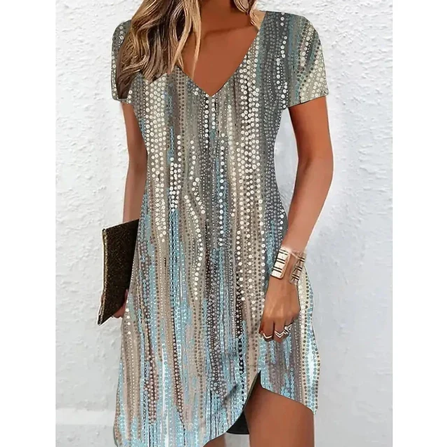 Camilla | Beige Glitter Cocktail Dress