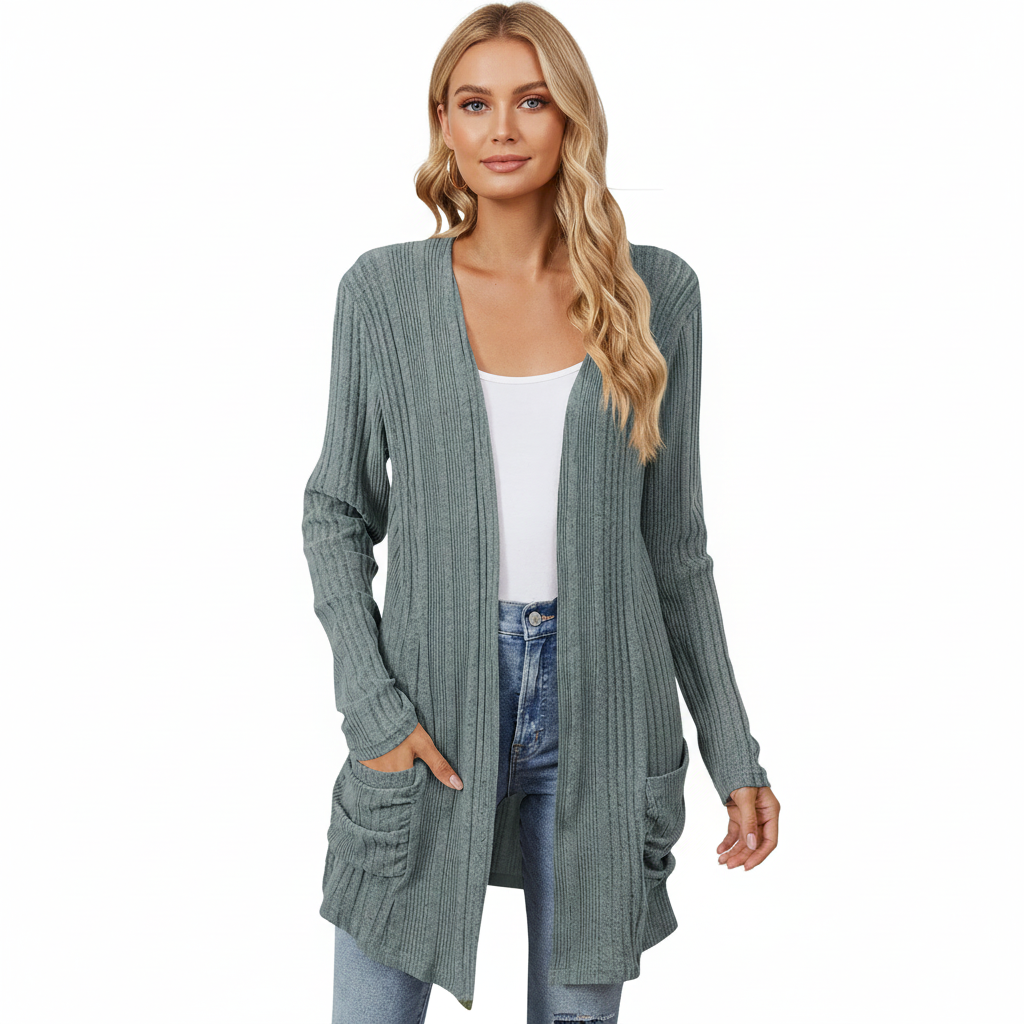 Ottaline women's longline ribbed open cardigan