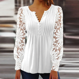 Floral lace sleeve blouse in white, front view