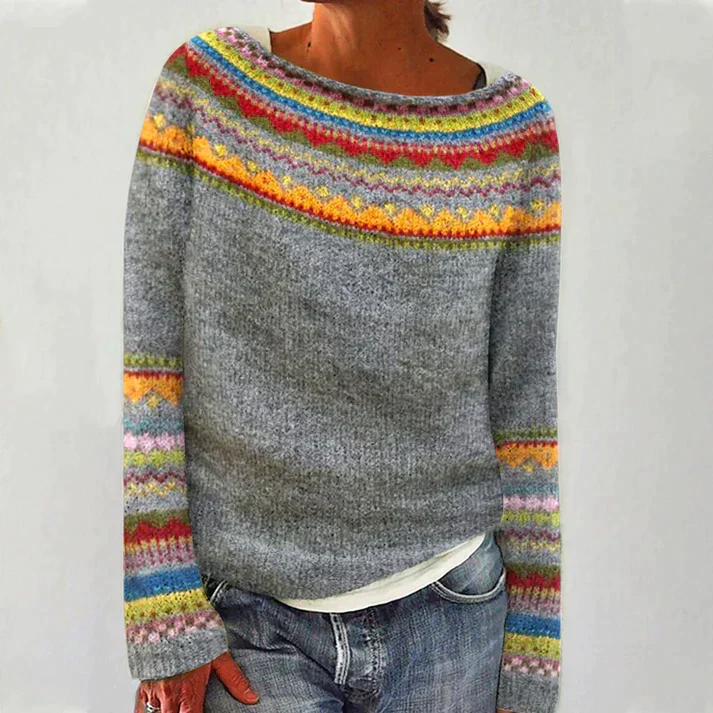 Brynhild Fair Isle round-neck knit sweater for women