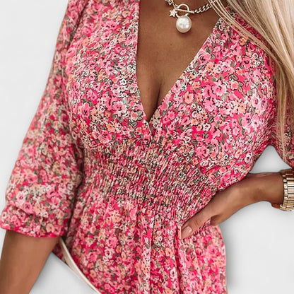 Pavelle | Floral Puff Sleeve Midi Dress