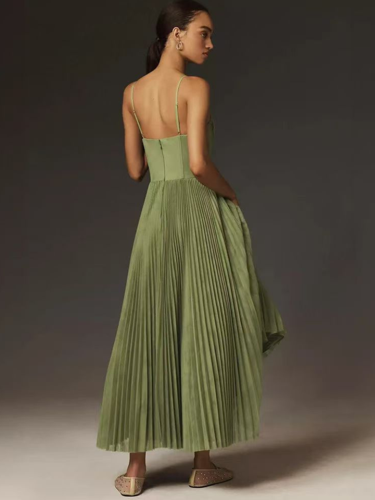 Halcyone | Sleeveless Pleated Maxi Dress