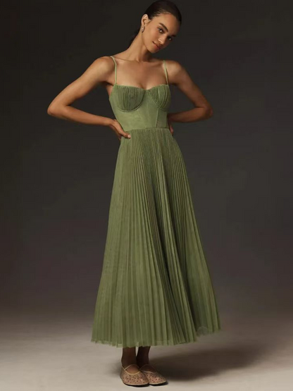 Halcyone | Sleeveless Pleated Maxi Dress