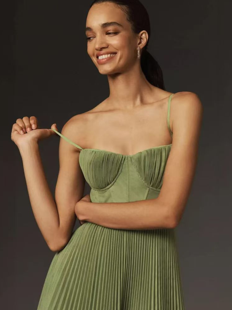 Halcyone | Sleeveless Pleated Maxi Dress
